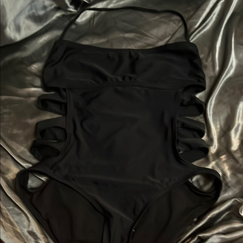 Elegant Black Cutout Swimsuit